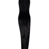 Abito lungo in velluto DA572 VS0040D999 DONDUP 