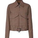 Giacca check con cintura DJ816 QF0207DXXX737 DONDUP 