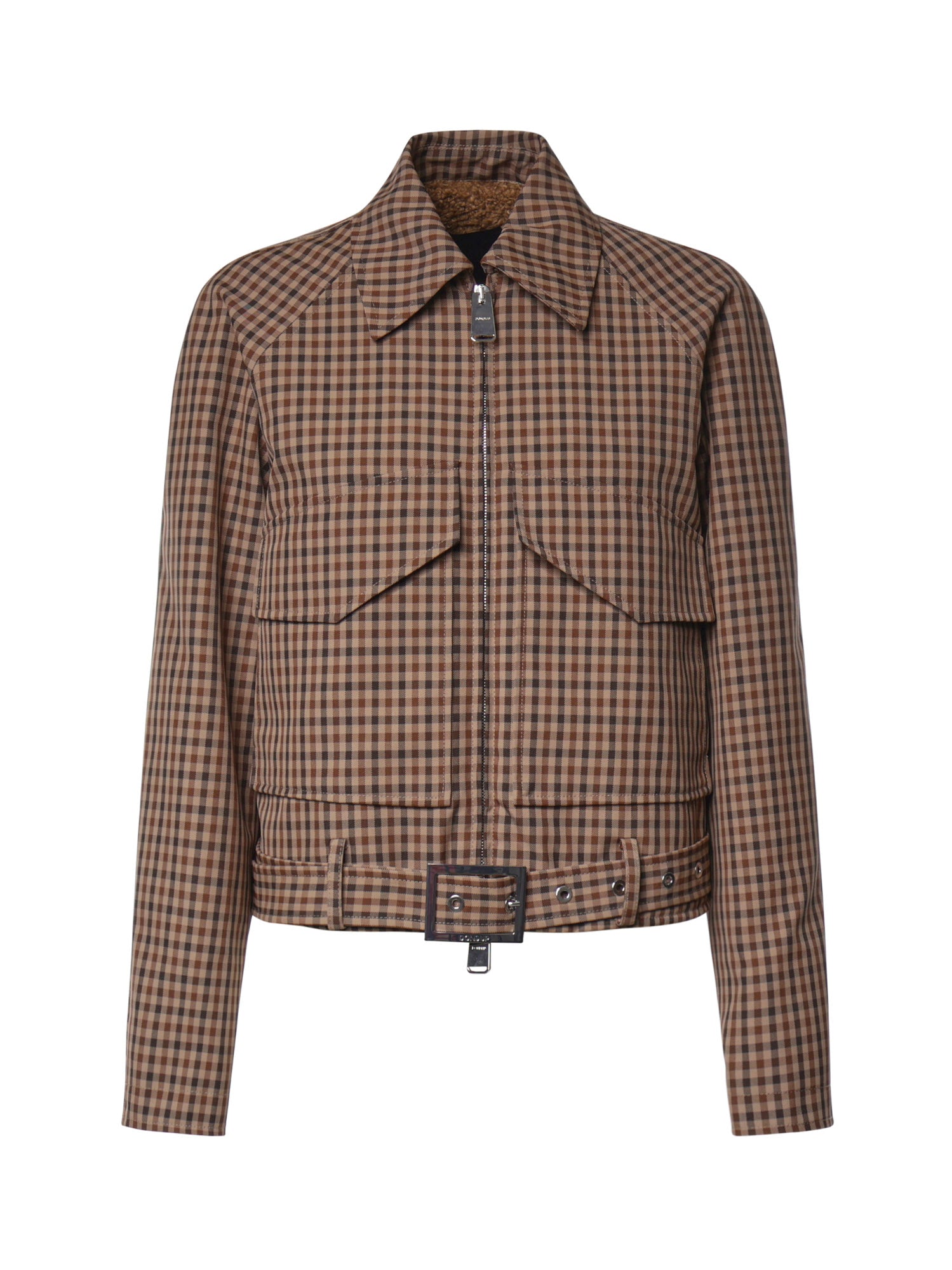 Giacca check con cintura DJ816 QF0207DXXX737 DONDUP 