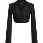 Blazer cropped in gessato lana e viscosa DJ848 EFE166D999 DONDUP 