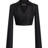 Blazer cropped in gessato lana e viscosa DJ848 EFE166D999 DONDUP 