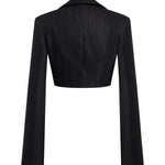 Blazer cropped in gessato lana e viscosa DJ848 EFE166D999 DONDUP 