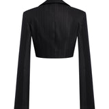 Blazer cropped in gessato lana e viscosa DJ848 EFE166D999 DONDUP 