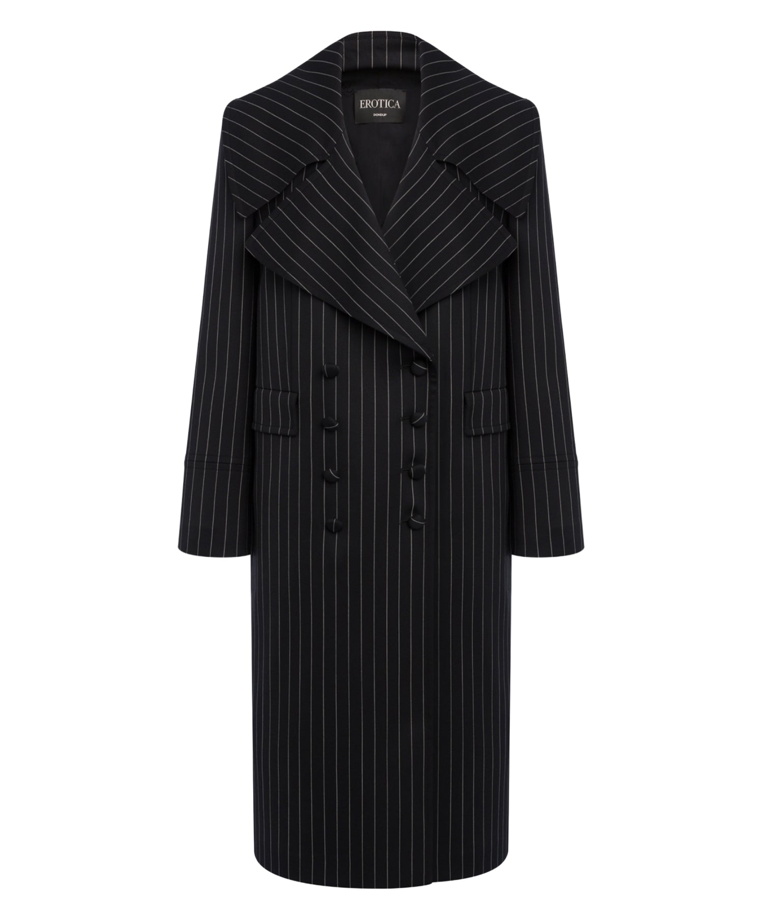 Cappotto doppiopetto in fresco di lana gessato DJ862 ES0080D999 DONDUP 