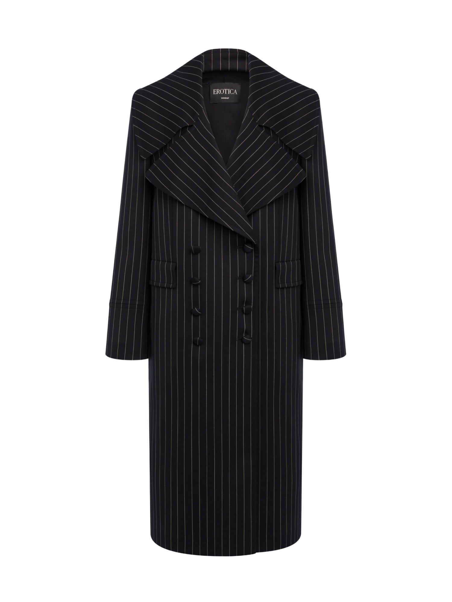 Cappotto doppiopetto in fresco di lana gessato DJ862 ES0080D999 DONDUP 
