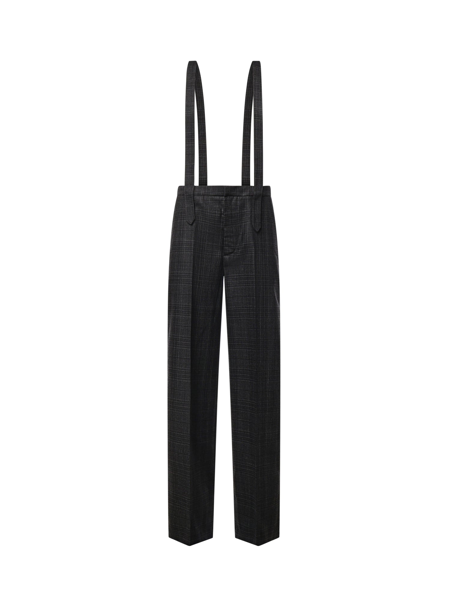 Pantaloni con bretelle in Principe di Galles DP842 QF0208DXXX909 DONDUP 