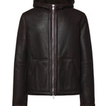 Giacca con cappuccio in pelle JU027 PL0547UXXX737 DONDUP 