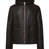 Giacca con cappuccio in pelle JU027 PL0547UXXX737 DONDUP 