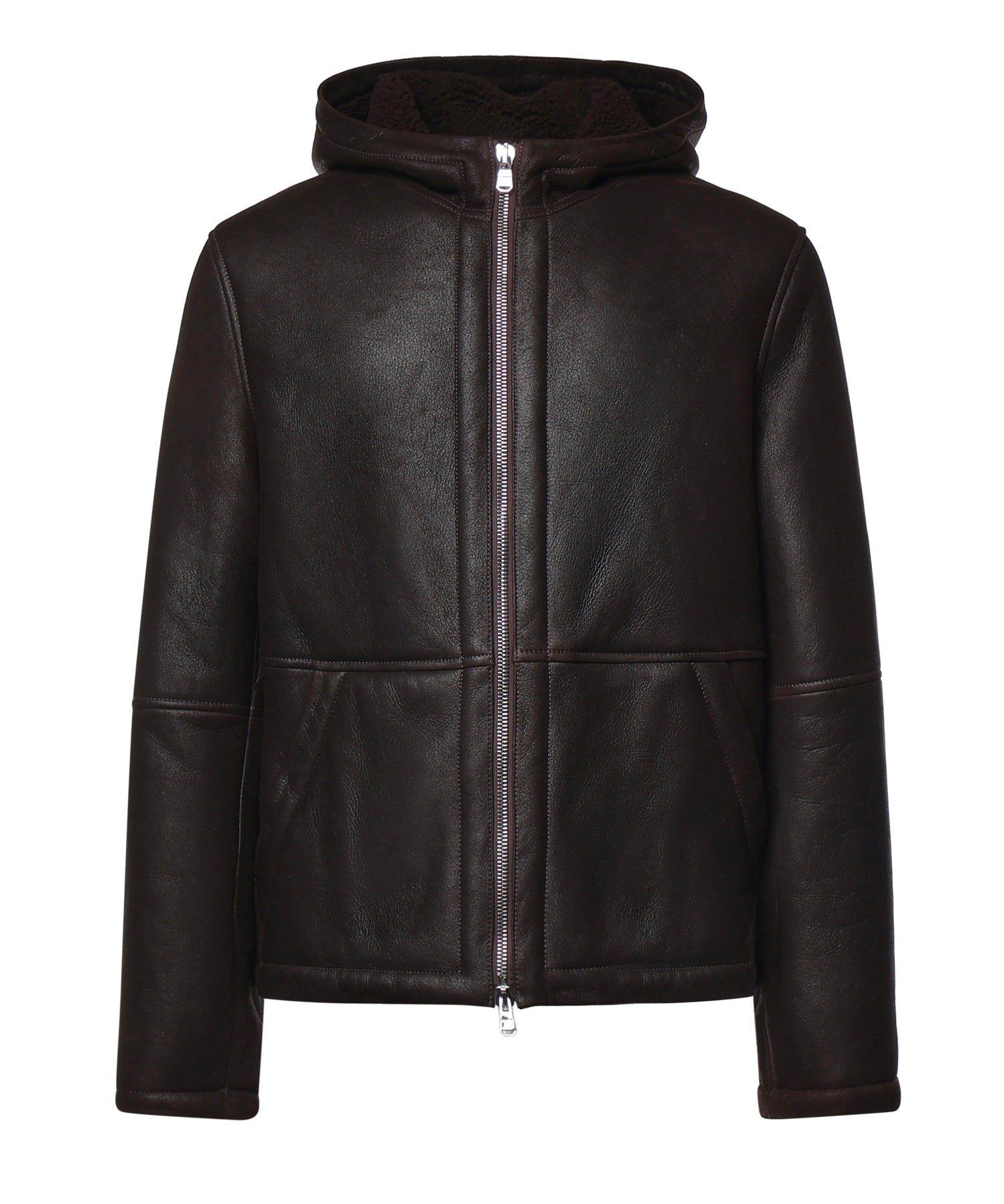 Giacca con cappuccio in pelle JU027 PL0547UXXX737 DONDUP 