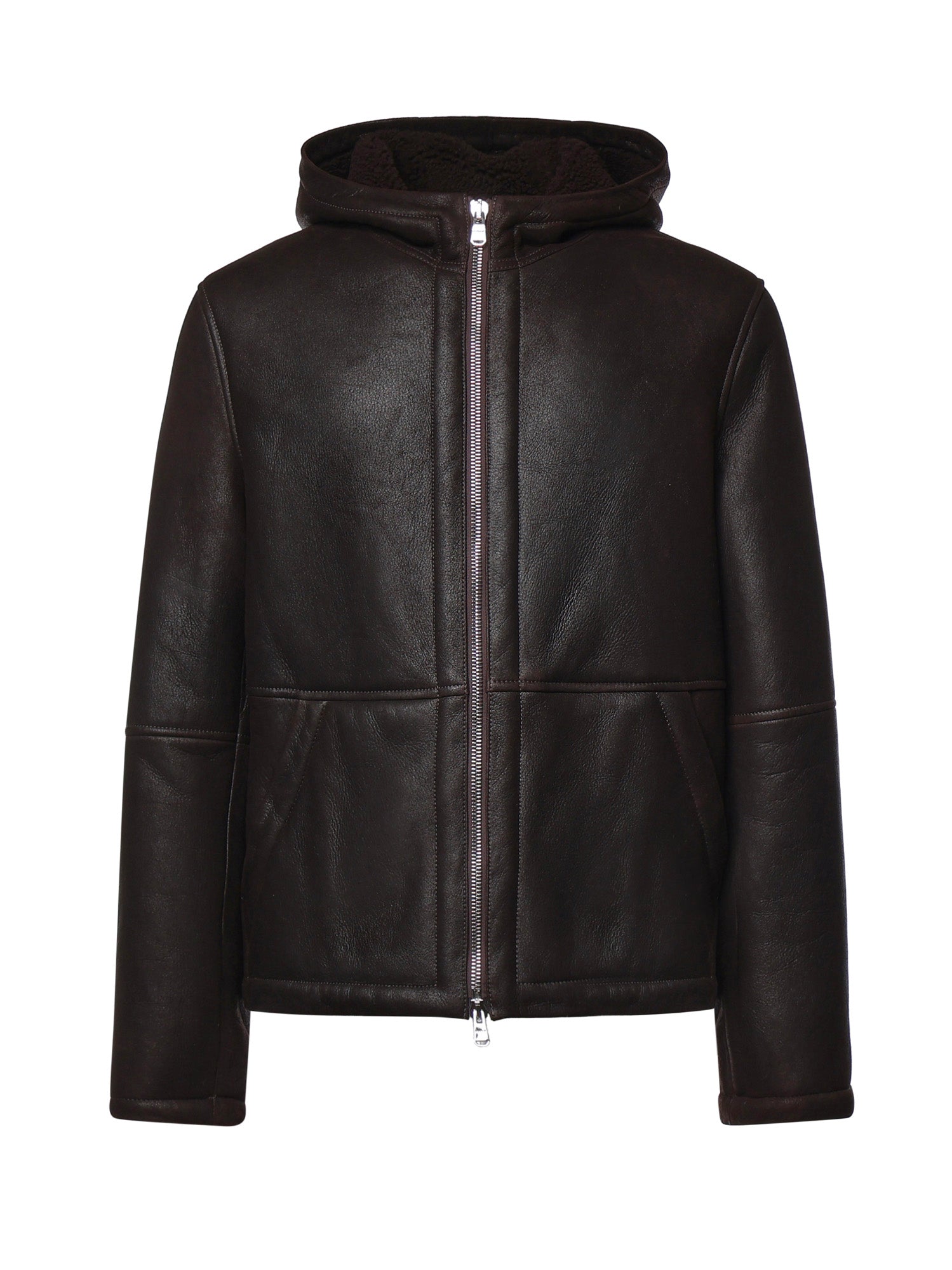 Giacca con cappuccio in pelle JU027 PL0547UXXX737 DONDUP 