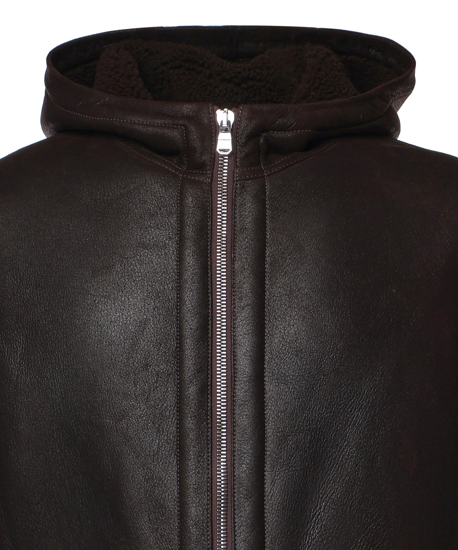 Giacca con cappuccio in pelle JU027 PL0547UXXX737 DONDUP 