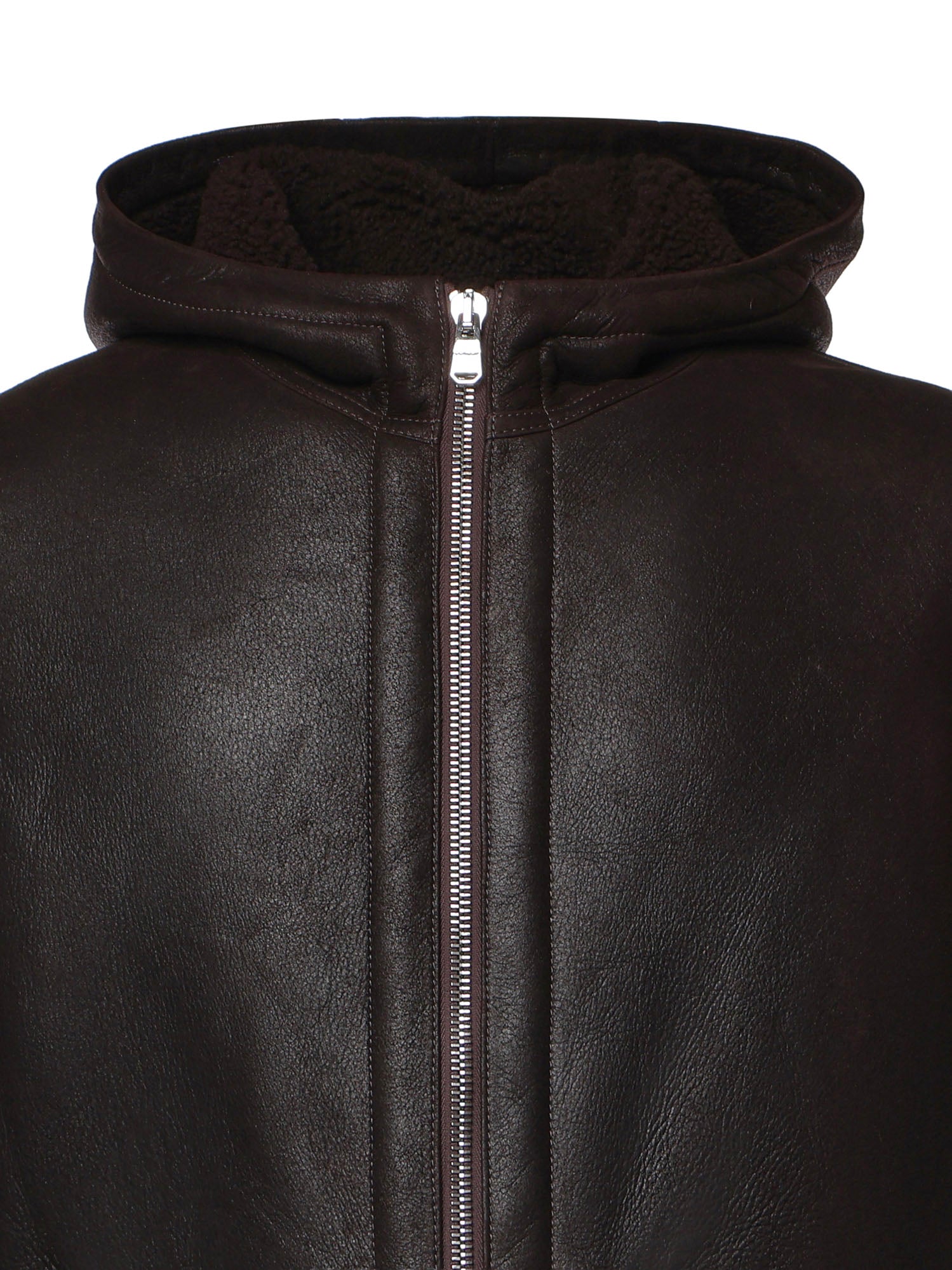 Giacca con cappuccio in pelle JU027 PL0547UXXX737 DONDUP 