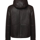 Giacca con cappuccio in pelle JU027 PL0547UXXX737 DONDUP 
