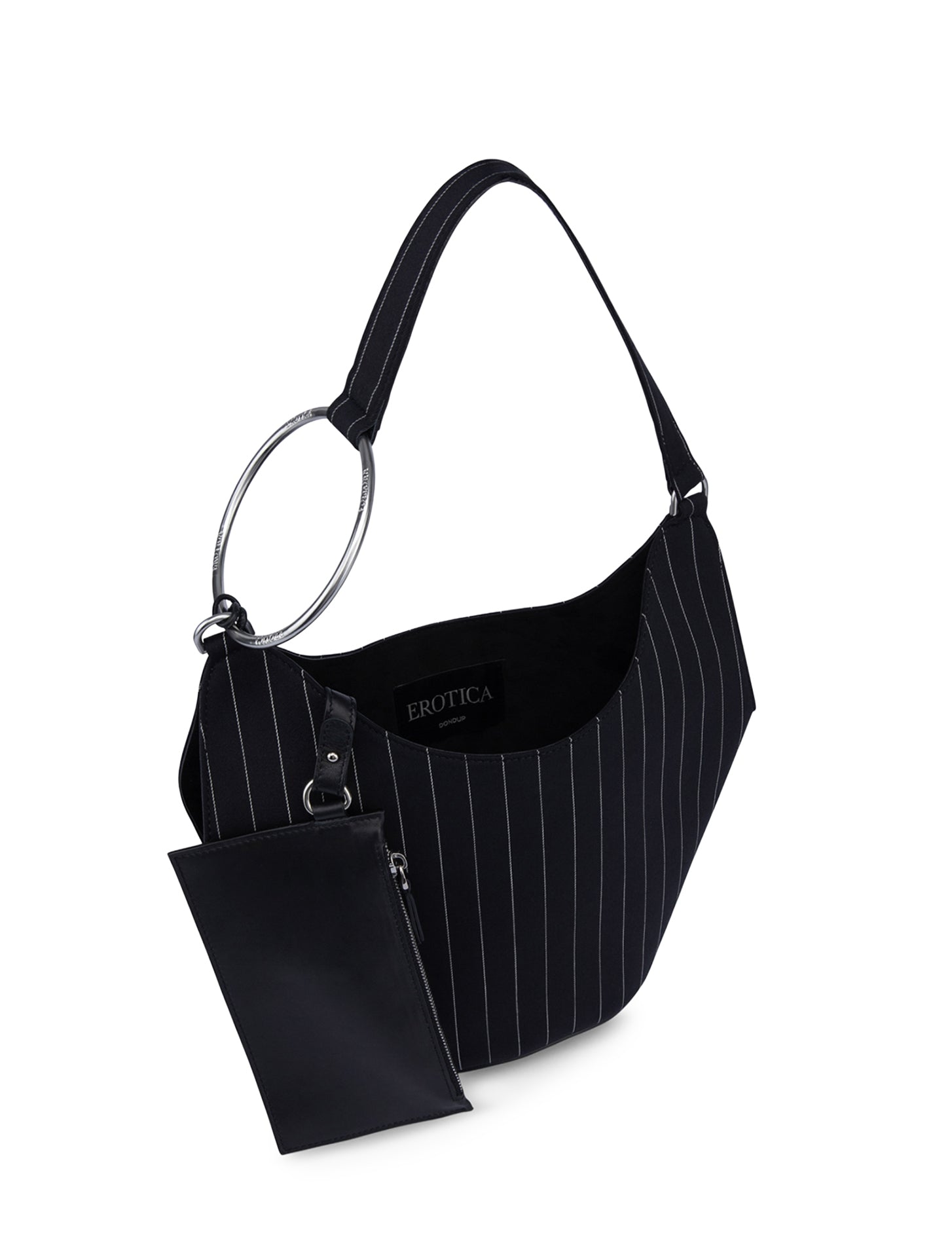 Borsa Small hobo in fresco di lana gessato WB320 ES0080D999 DONDUP 