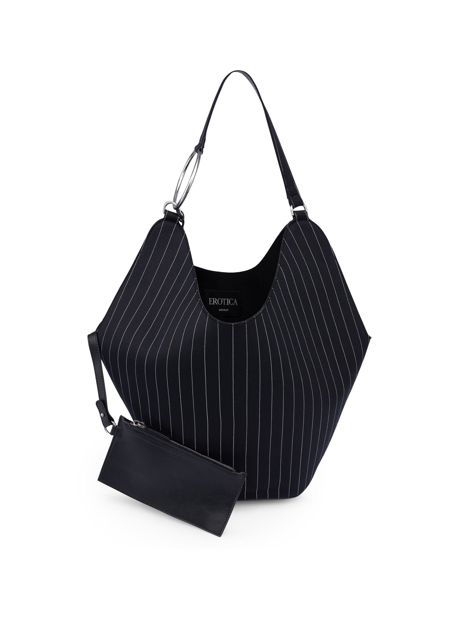 Borsa Big hobo in fresco di lana gessato WB321 ES0080D999 DONDUP 