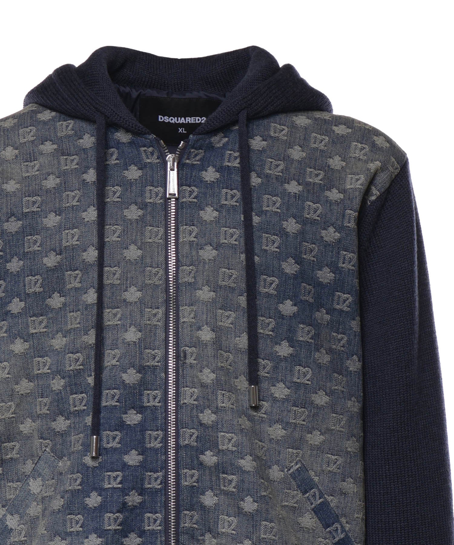 Cardigan con zip D2 Monogram in lana S74HA1654 D13236961 DSQUARED2 