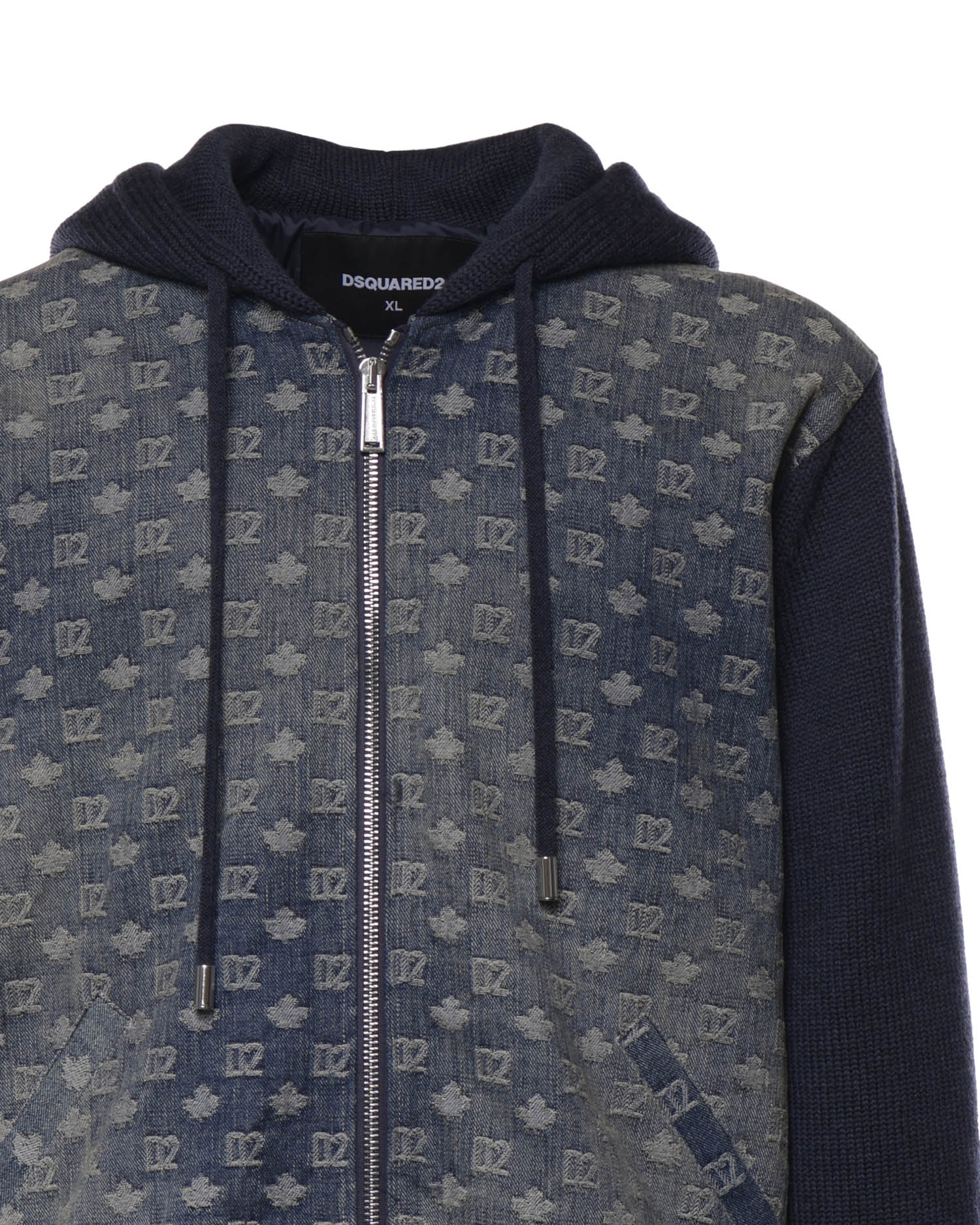 Cardigan con zip D2 Monogram in lana S74HA1654 D13236961 DSQUARED2 