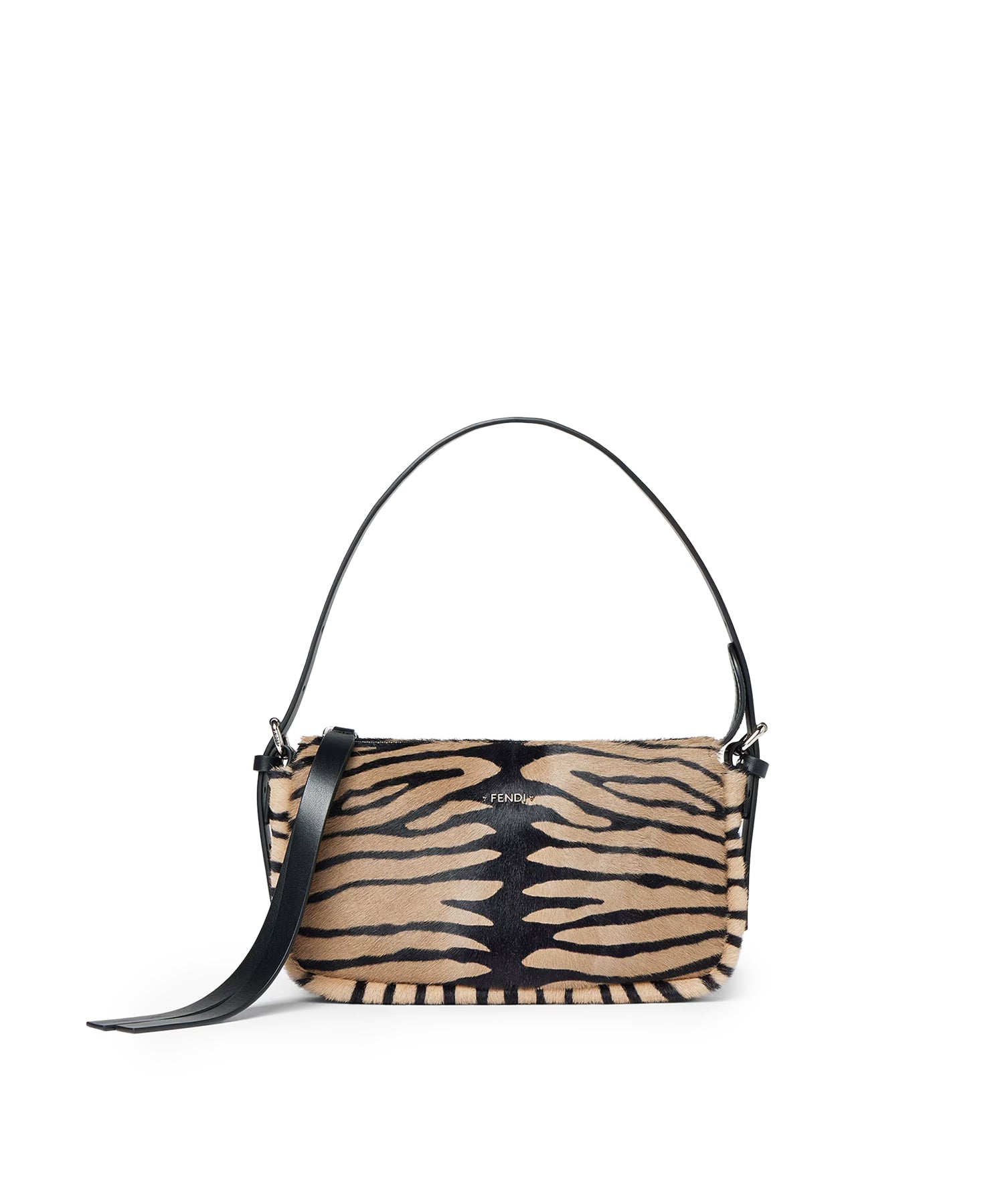 Borsa Zip Top small in pelle effetto cavallino con stampa tigrata 8BS123 B1F5F0RQ9 FENDI 