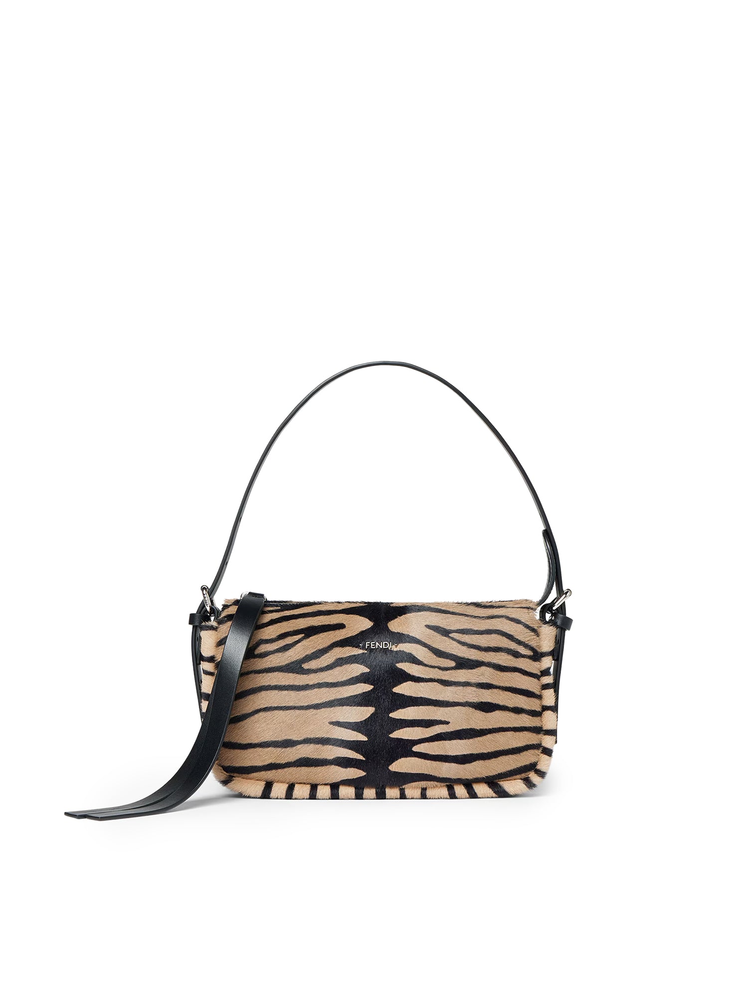 Borsa Zip Top small in pelle effetto cavallino con stampa tigrata 8BS123 B1F5F0RQ9 FENDI 