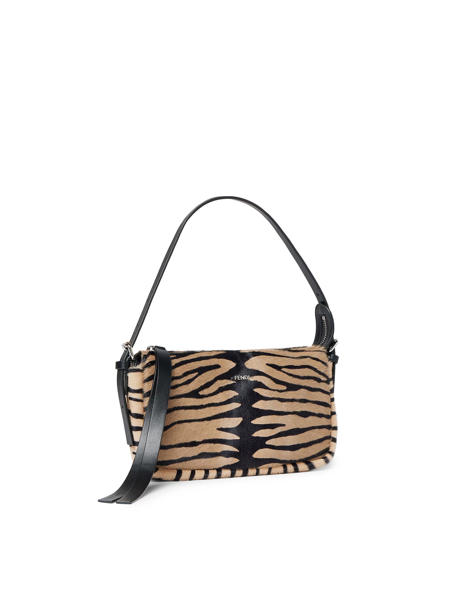 Borsa Zip Top small in pelle effetto cavallino con stampa tigrata 8BS123 B1F5F0RQ9 FENDI 