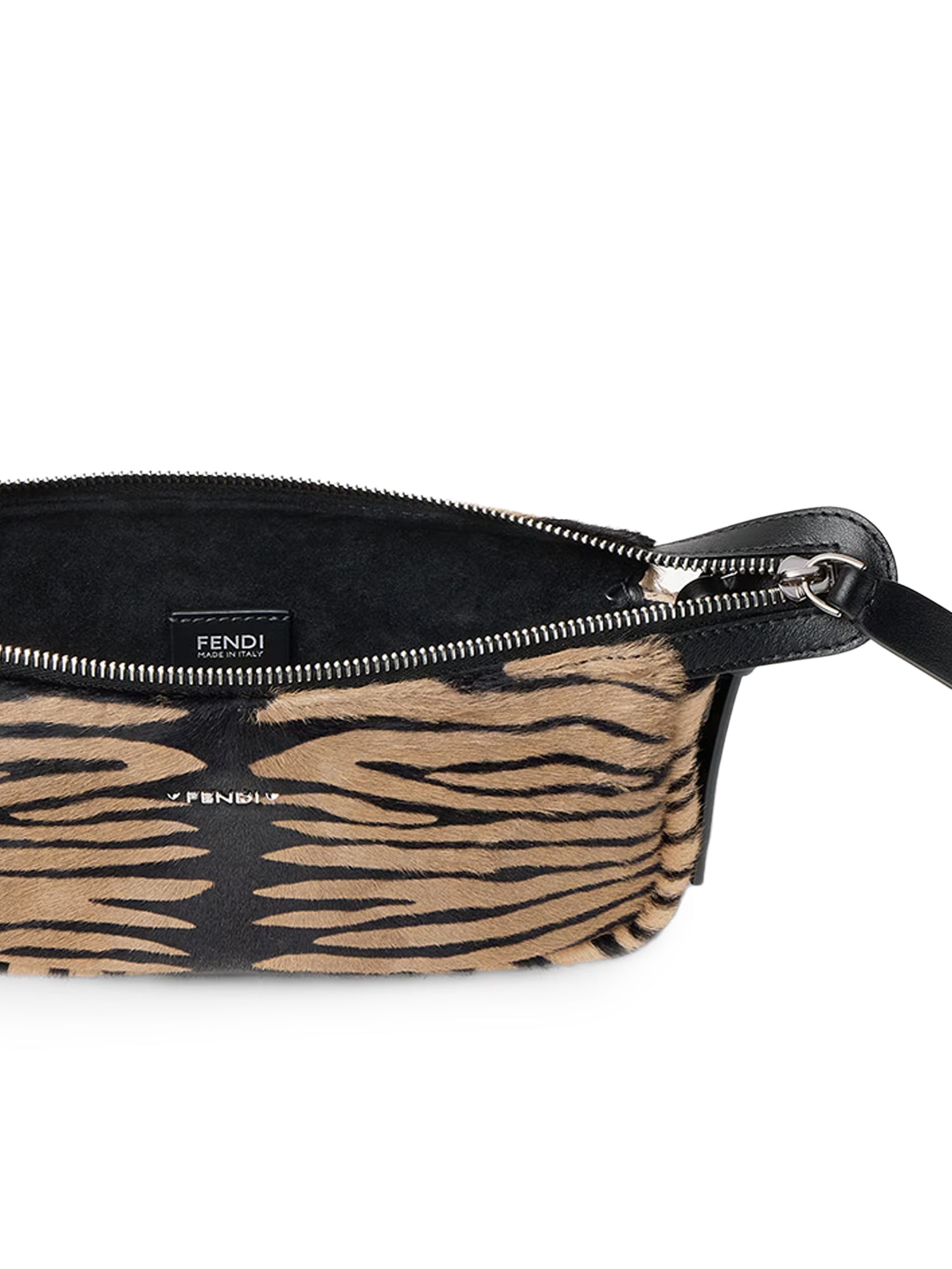 Borsa Zip Top small in pelle effetto cavallino con stampa tigrata 8BS123 B1F5F0RQ9 FENDI 