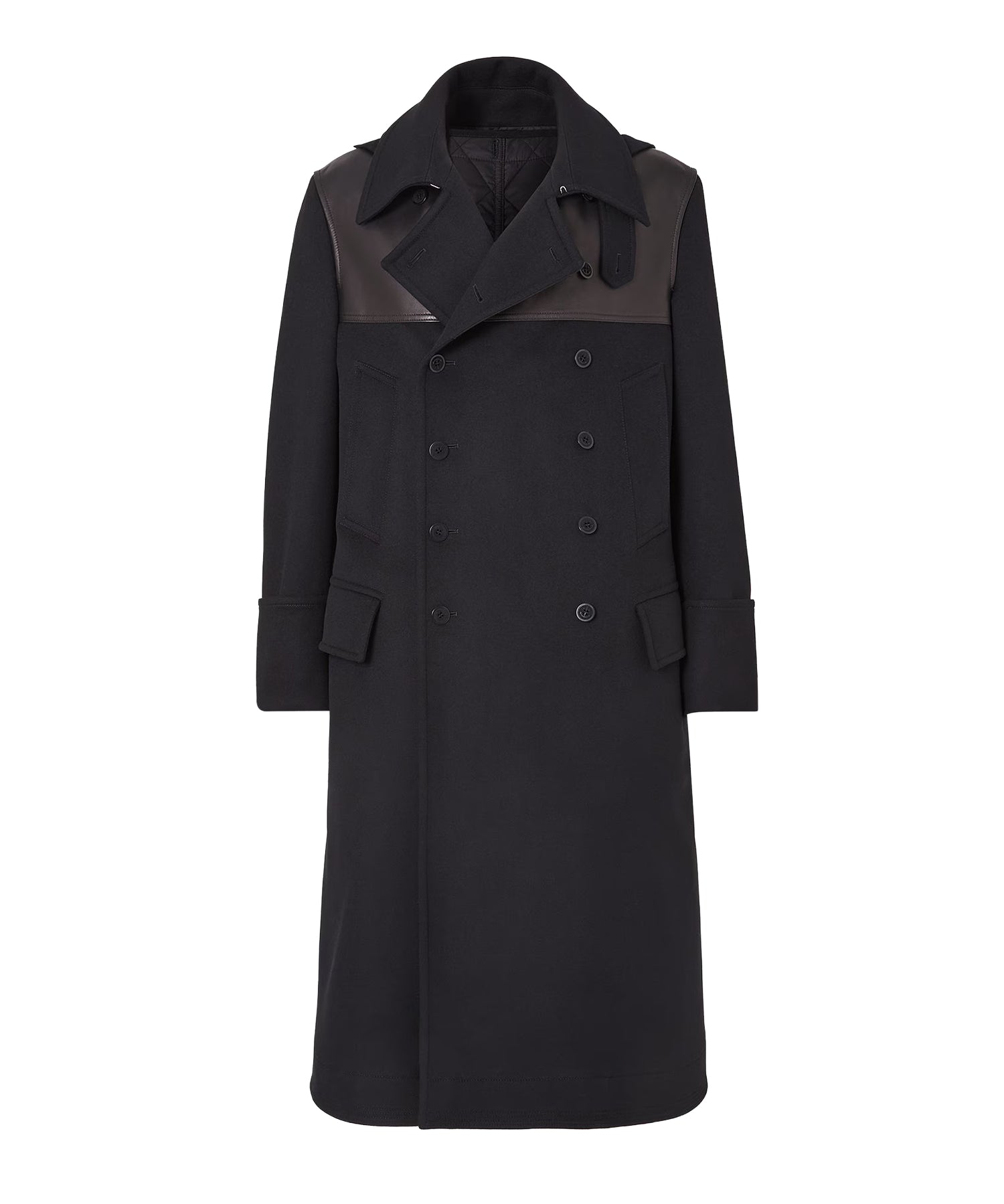 Parka doppiopetto in lana e pelle FF0884 AMYCF0QA1 FENDI 