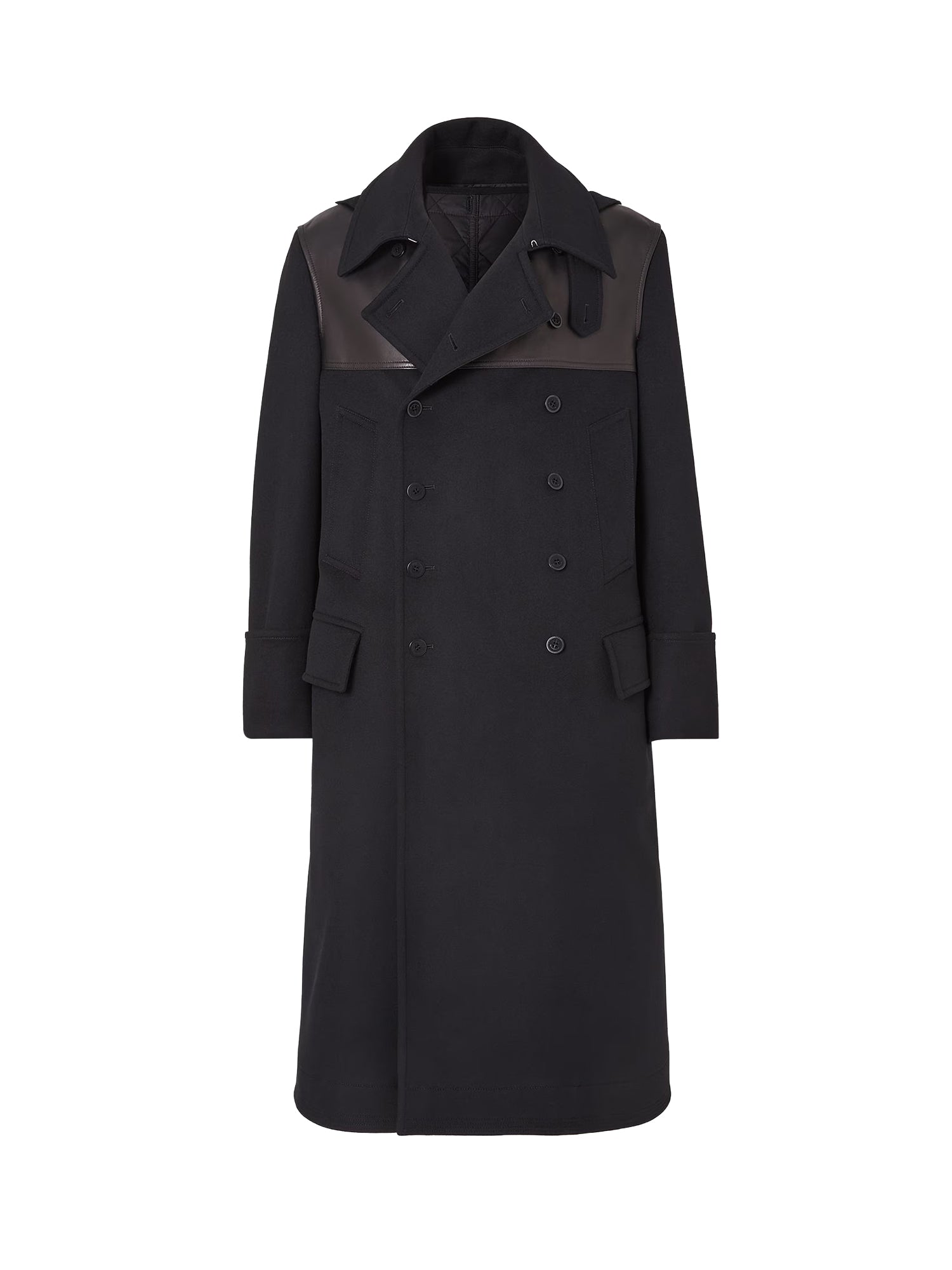 Parka doppiopetto in lana e pelle FF0884 AMYCF0QA1 FENDI 