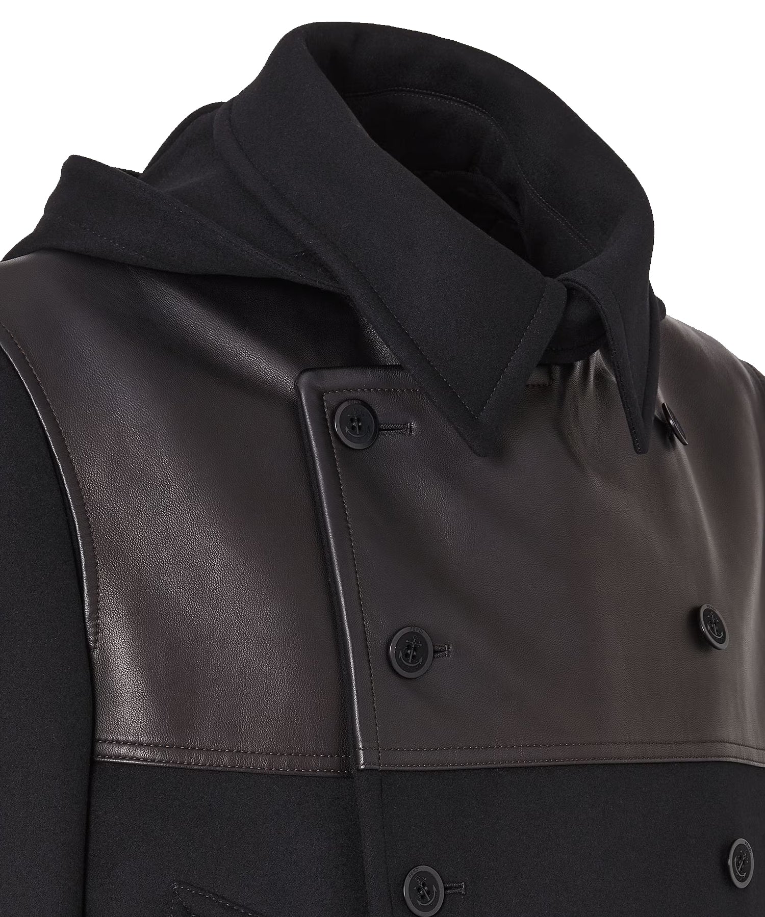 Parka doppiopetto in lana e pelle FF0884 AMYCF0QA1 FENDI 
