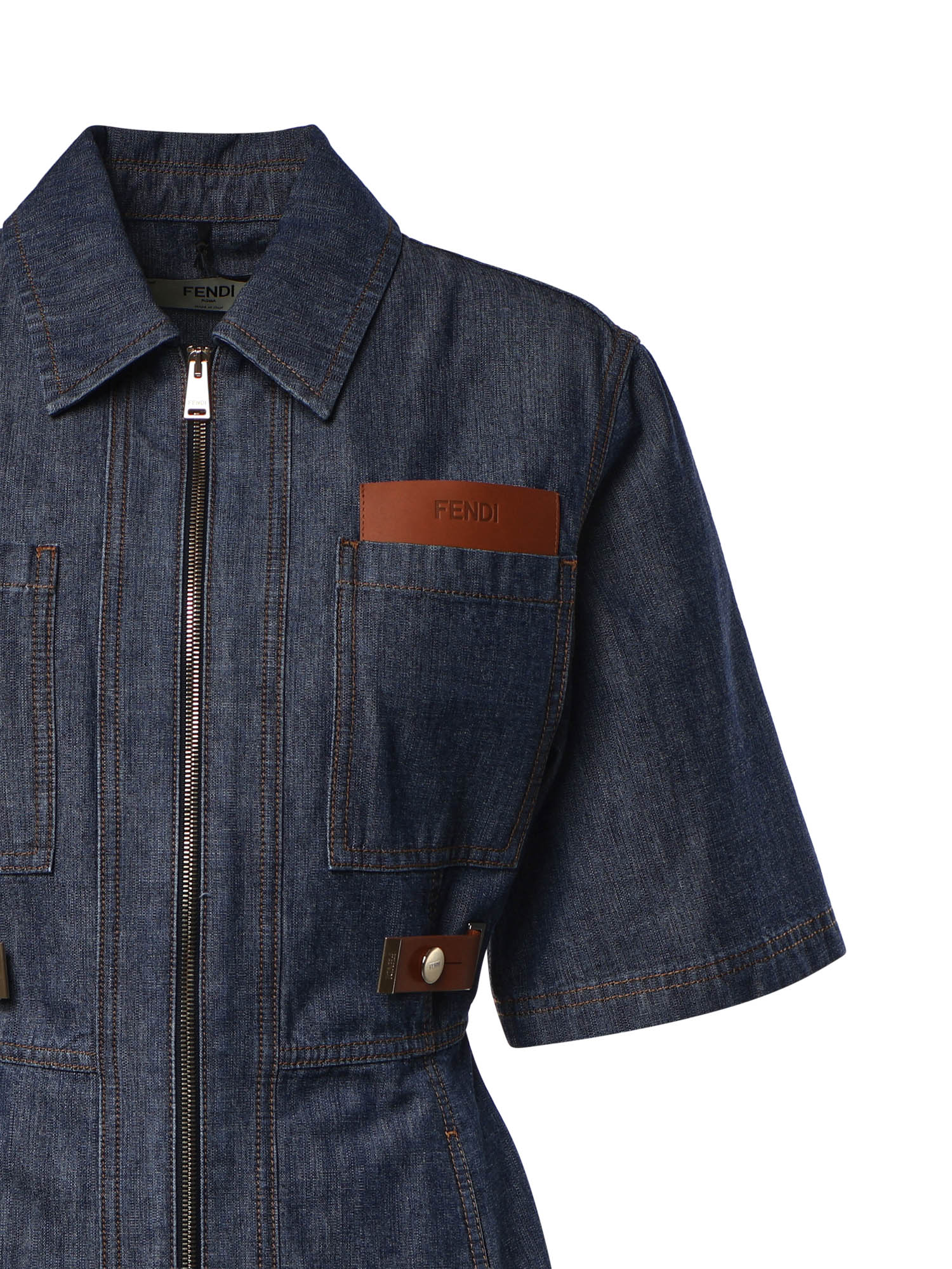 Abito in chambray con logo FLD576 AW8HF0QB0 FENDI 