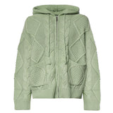 Felpa con cappuccio e zip in maglia a trecce FOFW26HO01517 0098 FOUND 