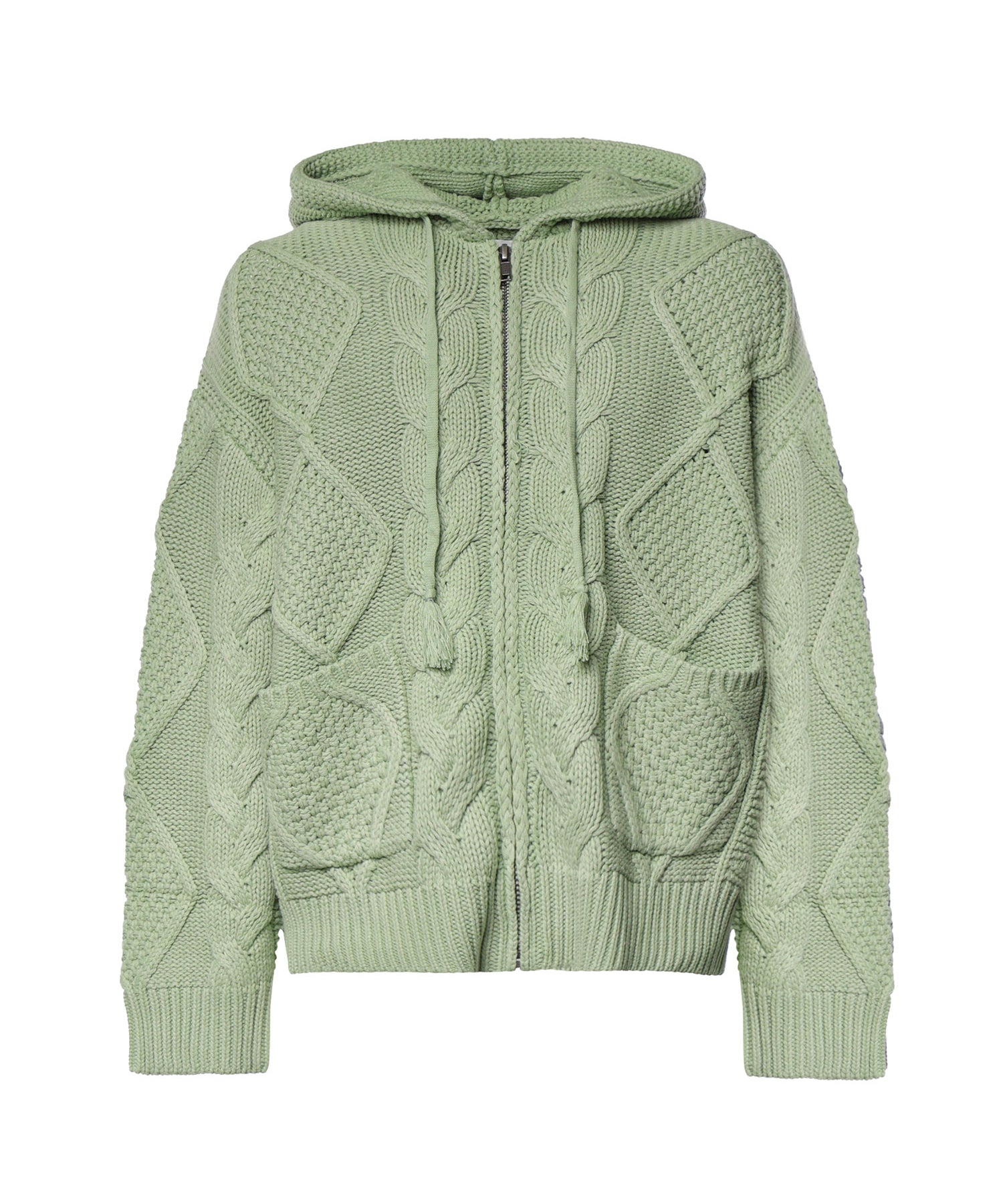 Felpa con cappuccio e zip in maglia a trecce FOFW26HO01517 0098 FOUND 