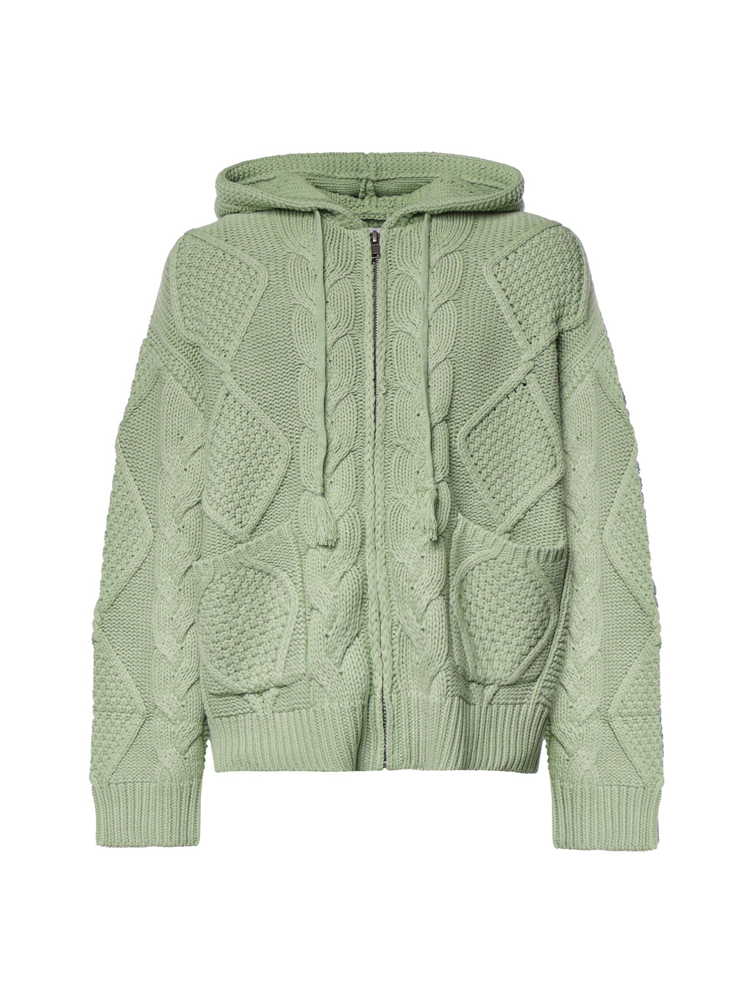 Felpa con cappuccio e zip in maglia a trecce FOFW26HO01517 0098 FOUND 