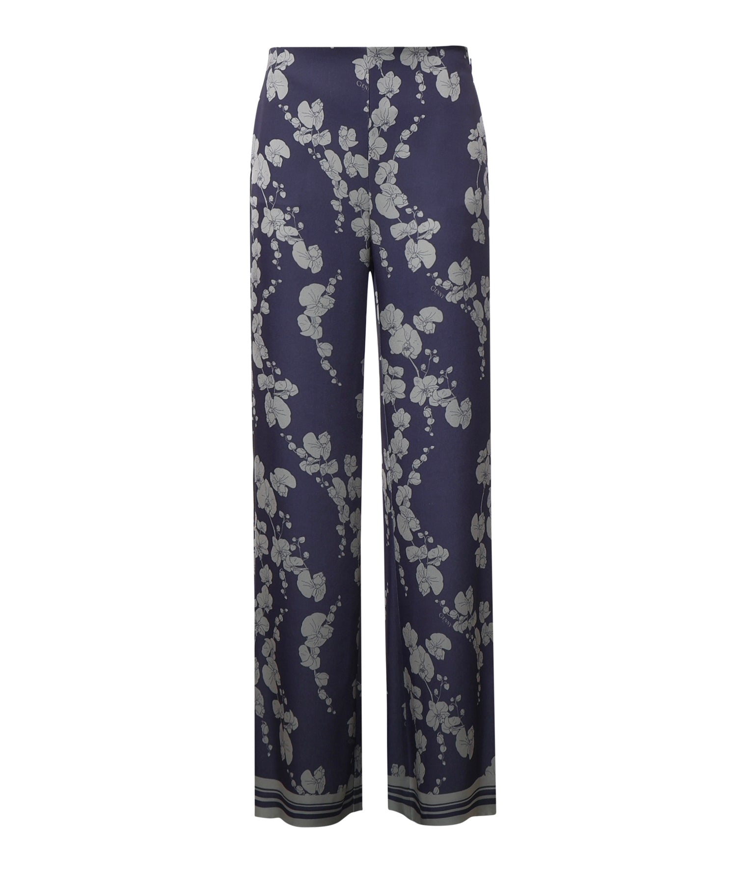 Pantaloni in satin con stampa orchidee 81AAA1P6 NS923240 GENNY 