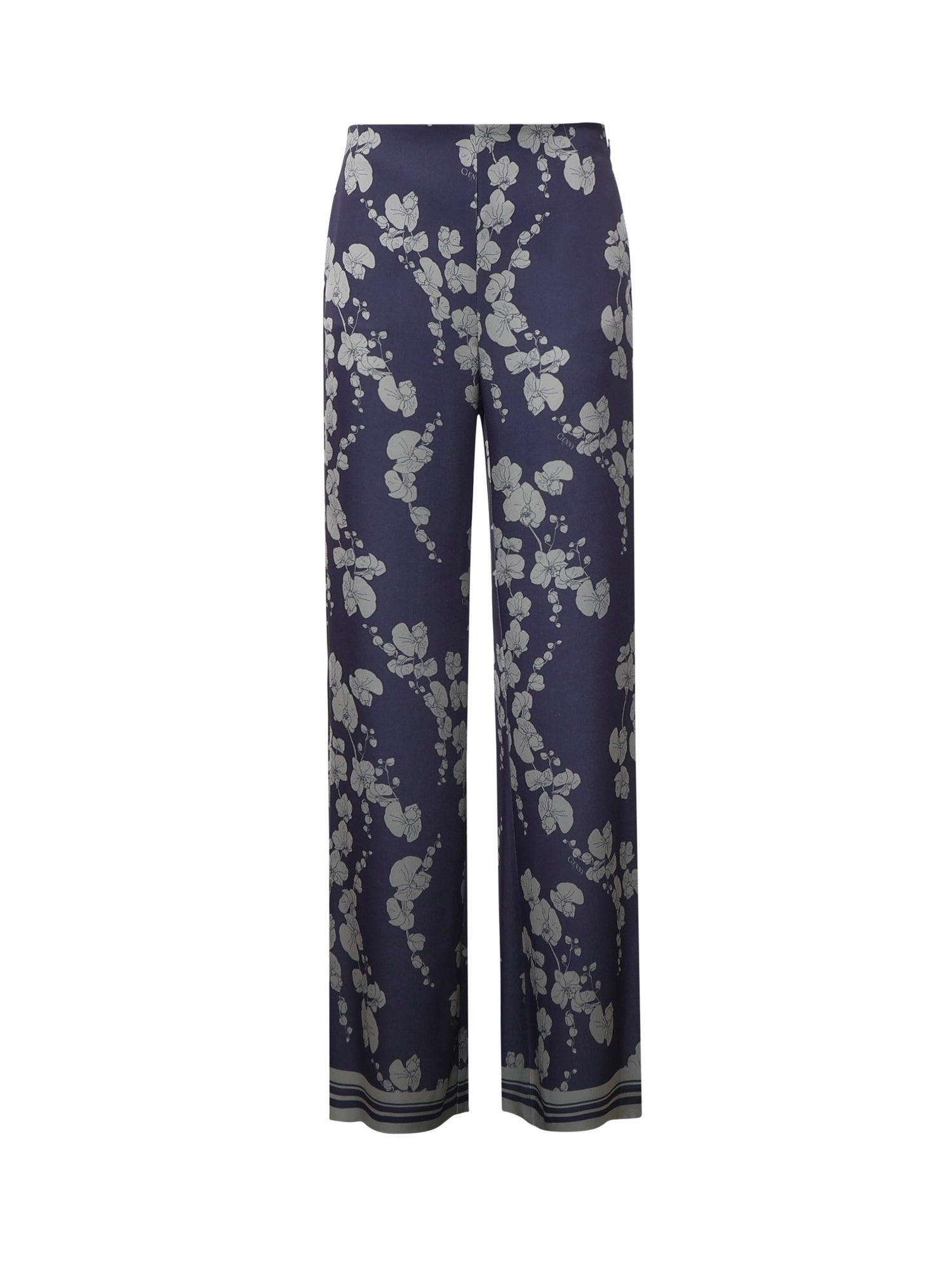 Pantaloni in satin con stampa orchidee 81AAA1P6 NS923240 GENNY 