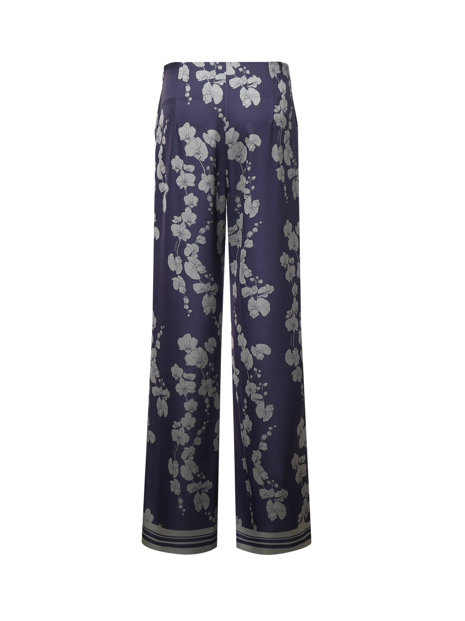 Pantaloni in satin con stampa orchidee 81AAA1P6 NS923240 GENNY 