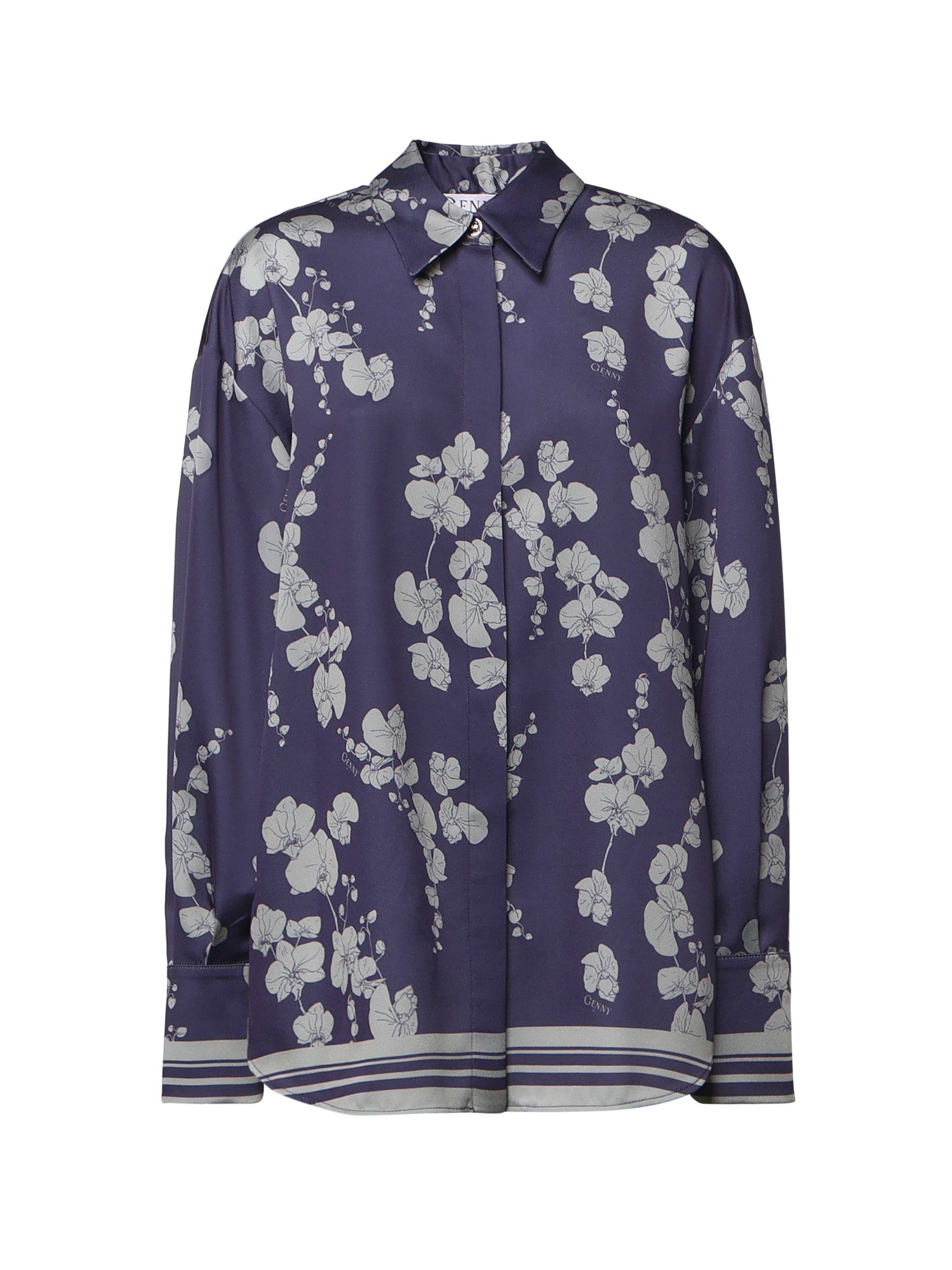 Camicia in satin con stampa orchidee 81AAL6P3 NS923240 GENNY 