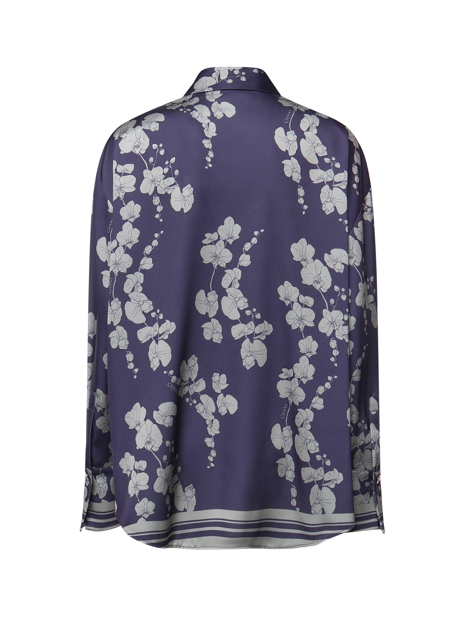 Camicia in satin con stampa orchidee 81AAL6P3 NS923240 GENNY 