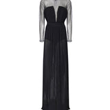 Abito lungo in chiffon e rete con strass 81AAO433 00345899 GENNY 