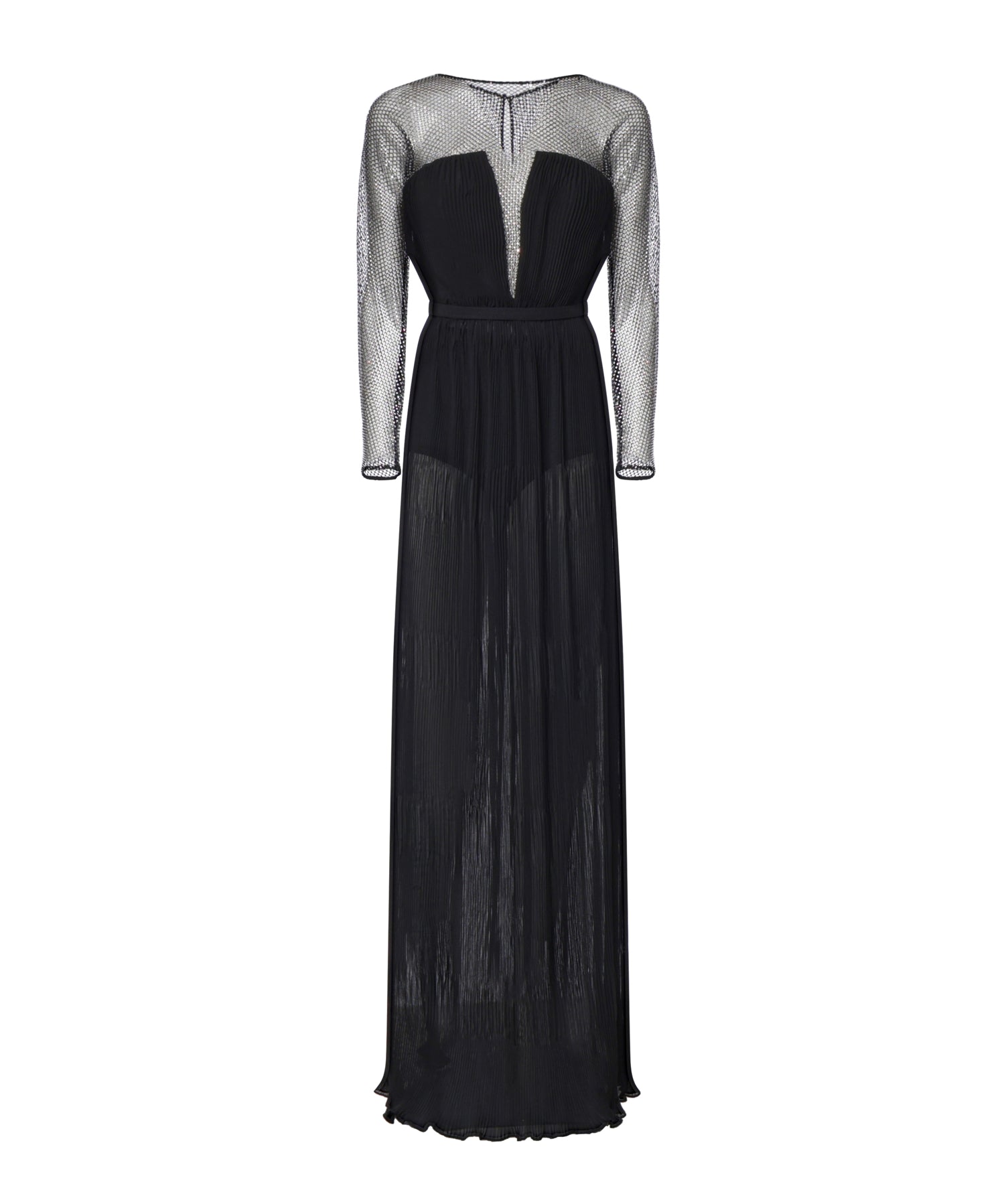 Abito lungo in chiffon e rete con strass 81AAO433 00345899 GENNY 