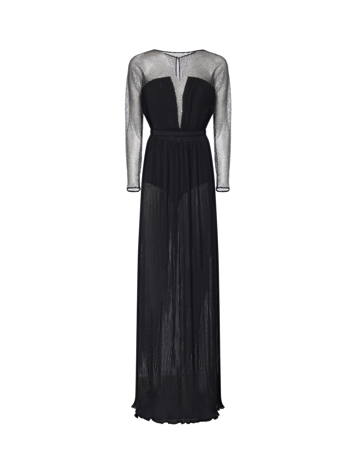 Abito lungo in chiffon e rete con strass 81AAO433 00345899 GENNY 