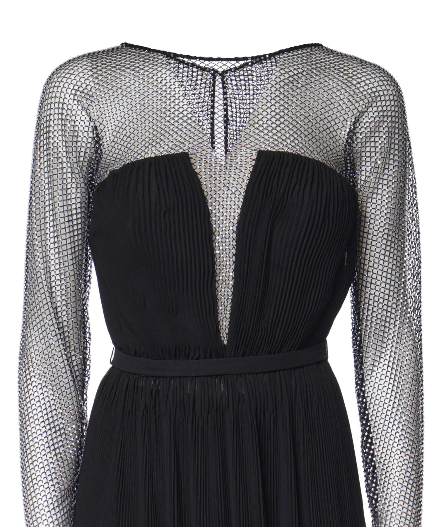 Abito lungo in chiffon e rete con strass 81AAO433 00345899 GENNY 