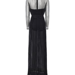 Abito lungo in chiffon e rete con strass 81AAO433 00345899 GENNY 