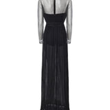 Abito lungo in chiffon e rete con strass 81AAO433 00345899 GENNY 