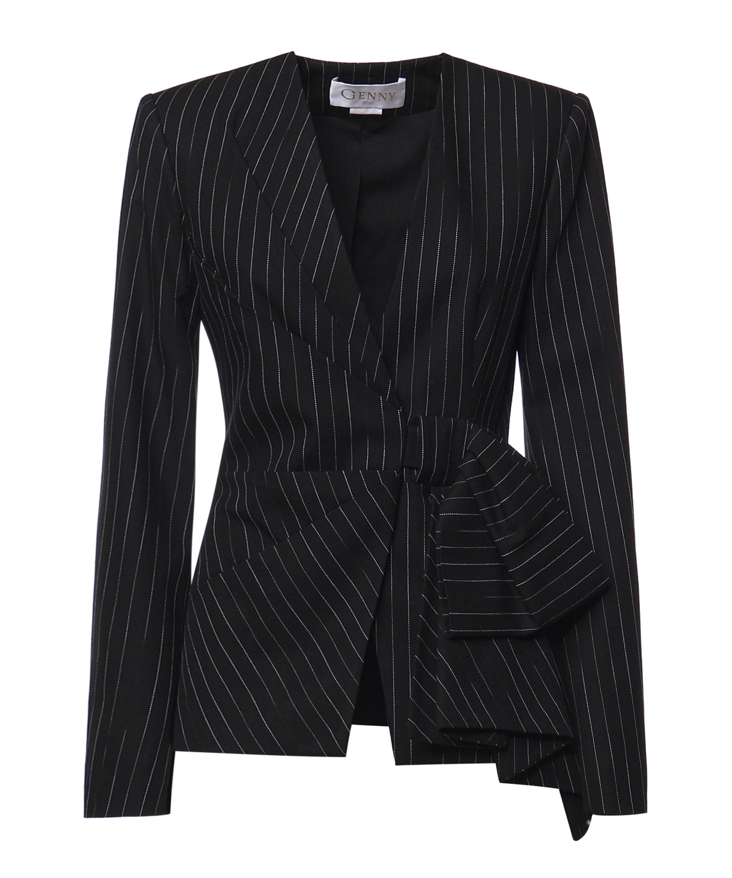 Giacca in gessato con fiocco 81AAQ508 N0814899 GENNY 