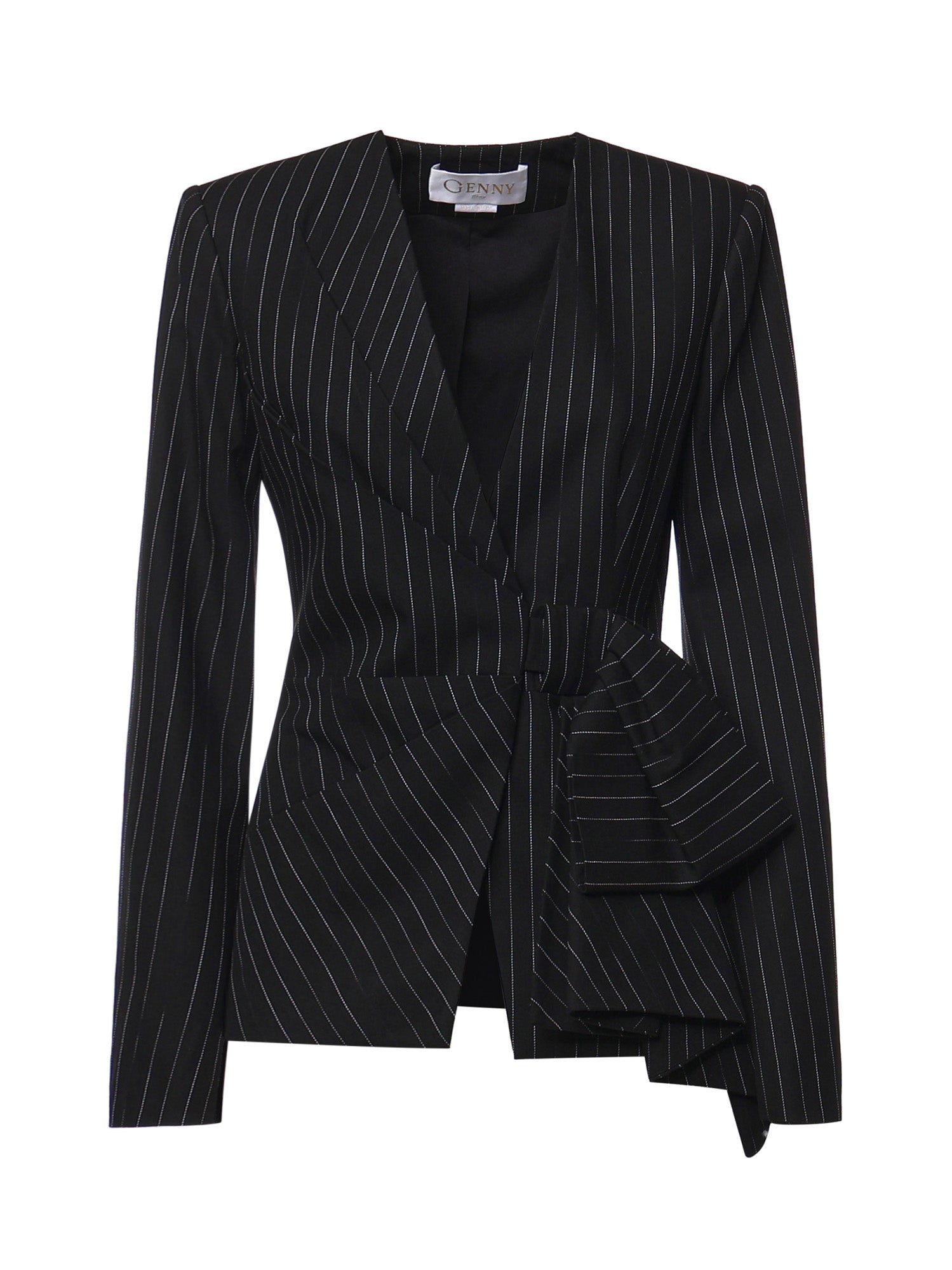 Giacca in gessato con fiocco 81AAQ508 N0814899 GENNY 