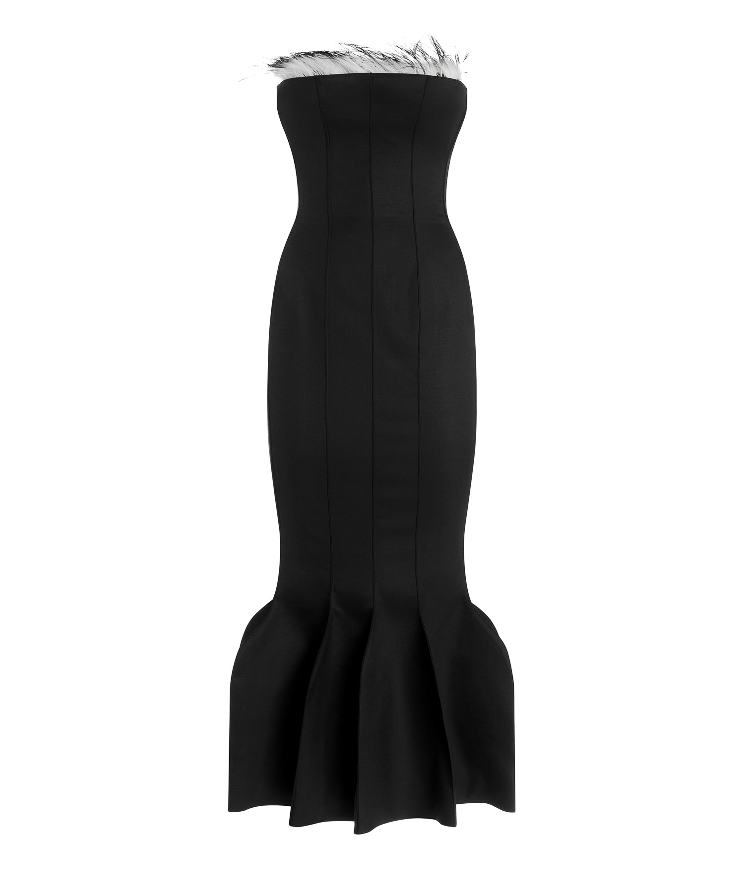 Abito midi peplum con piume 81AJO455 N0872899 GENNY 