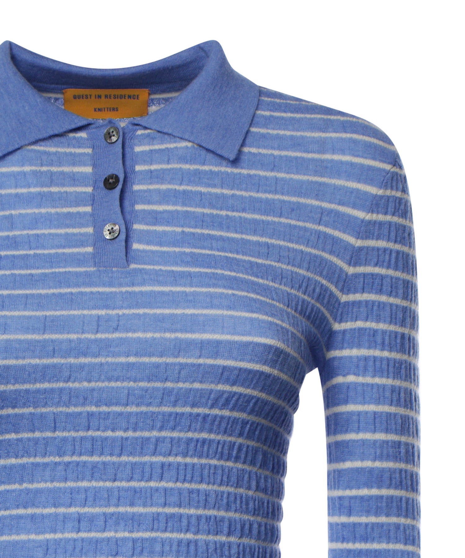 Polo a righe in cashmere W42611SF DELFT BLUE GUEST IN RESIDENCE 