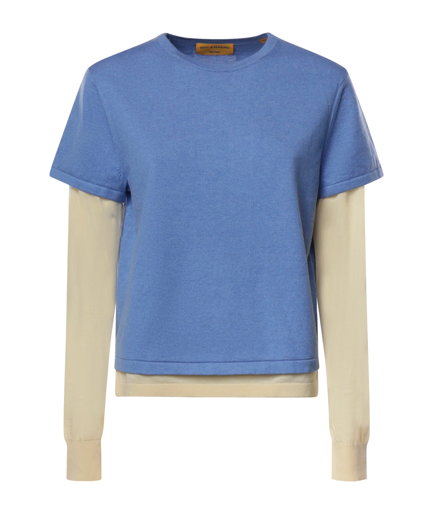 T-shirt Layer in misto cotone e cashmere W43530JL DELFT BLUE BUTTER GUEST IN RESIDENCE 