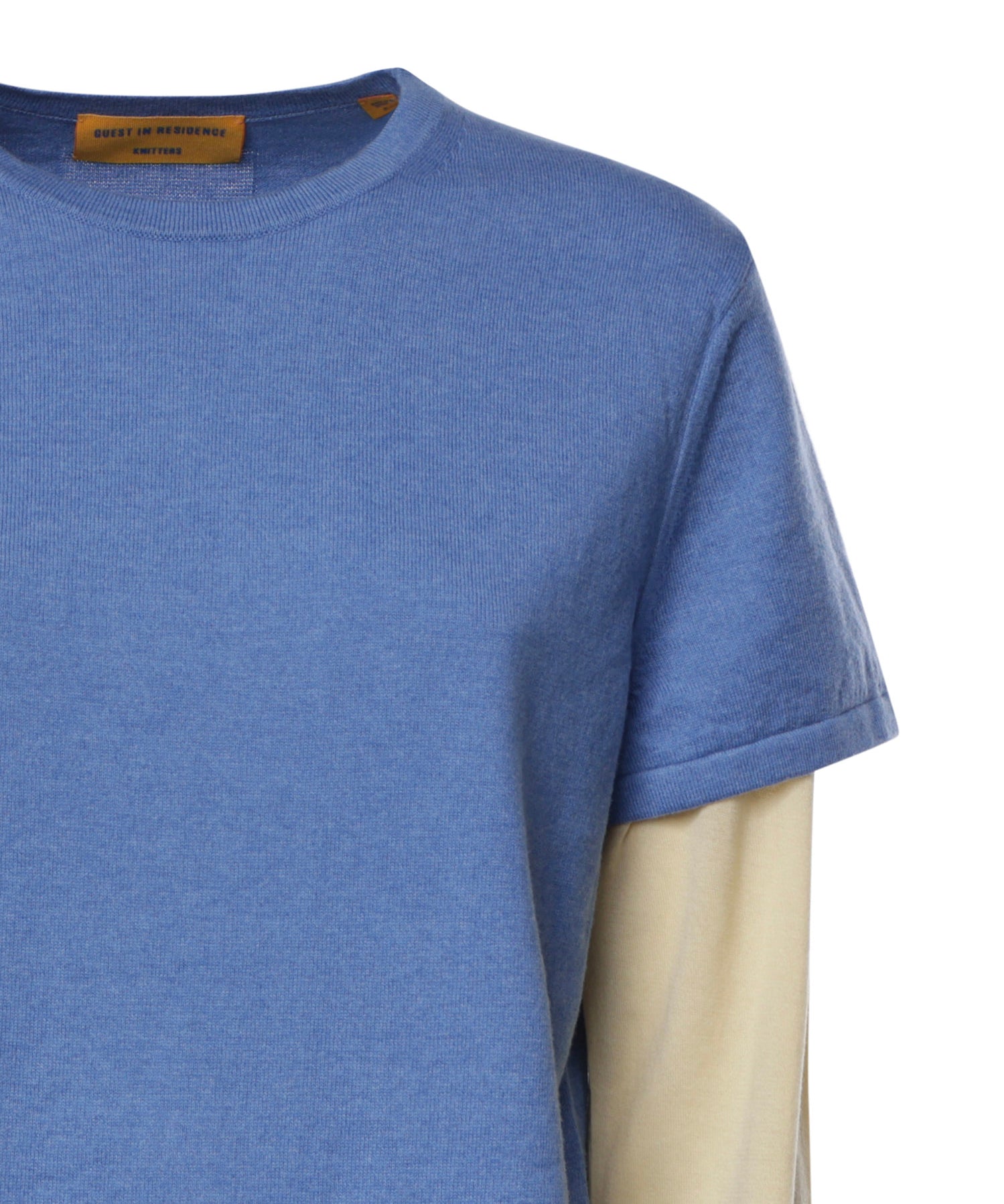 T-shirt Layer in misto cotone e cashmere W43530JL DELFT BLUE BUTTER GUEST IN RESIDENCE 