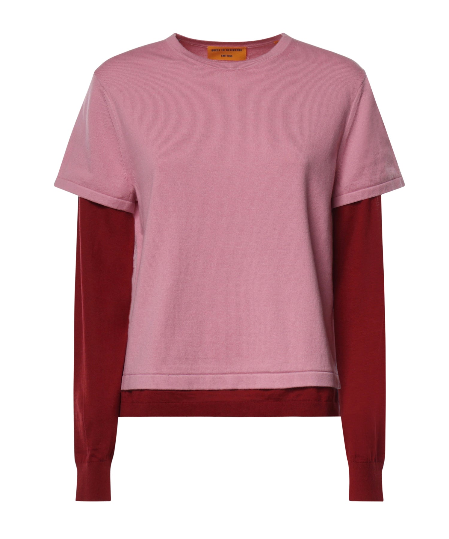 T-shirt Layer in misto cotone e cashmere W43530JL SPRINKLE CARMINE GUEST IN RESIDENCE 